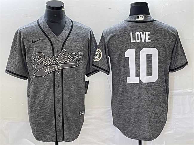 Mens Green Bay Packers #10 Jordan Love Gray Cool Base Stitched Baseball Jersey->green bay packers->NFL Jersey